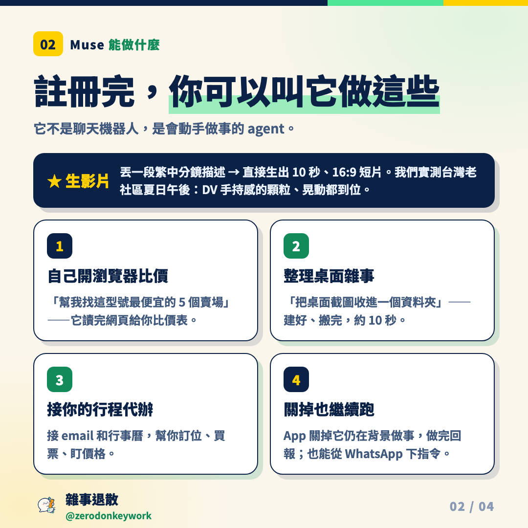 Muse 內頁圖卡：註冊完你可以叫它做這些